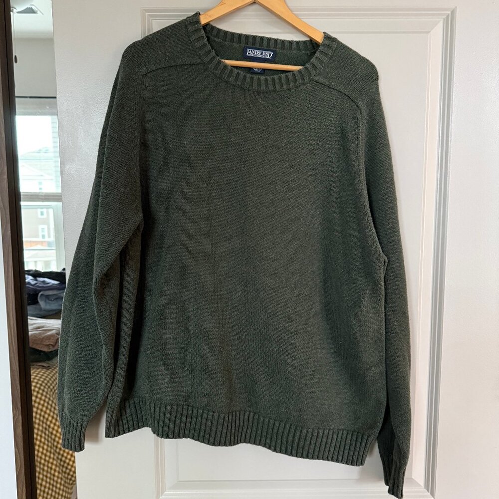 Lands’ End Forest Green Wool Sweater - Size XL